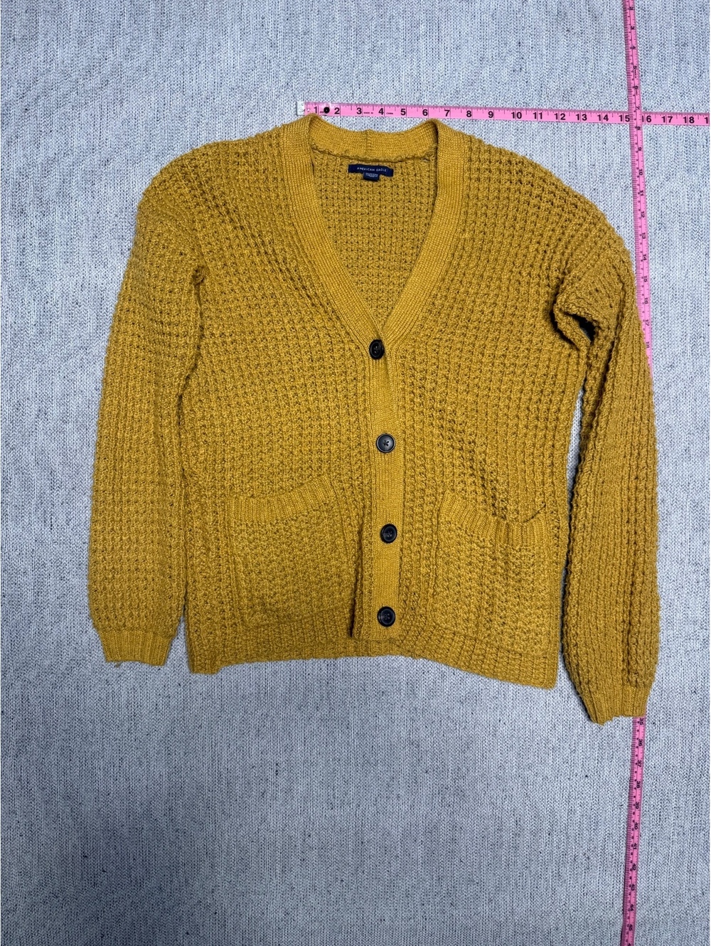 American Eagle Mustard Yellow Knit Cardigan Sweater XS